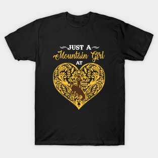 Just A Moutain Girl At Yellow Heart Love Wife T-Shirt